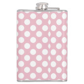 Pinkfarbene Polka-Punkte, Polka-Punktmuster, Punkt Flachmann (Rückseite)