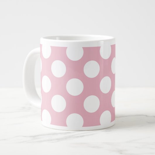 Pinkfarbene Polka-Punkte, Polka-Punktmuster, Punkt Jumbo-Tasse (Vorderseite Links)