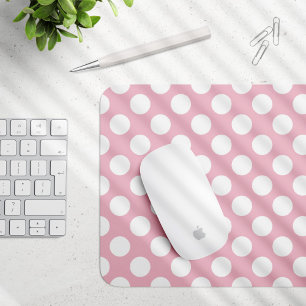Pinkfarbene Polka-Punkte, Polka-Punktmuster, Punkt Mousepad