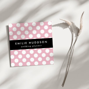 Pinkfarbene Polka-Punkte, Polka-Punktmuster, Punkt Quadratische Visitenkarte