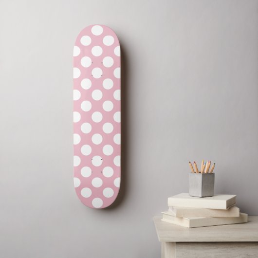 Pinkfarbene Polka-Punkte, Polka-Punktmuster, Punkt Skateboard (Wandkunst)