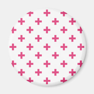 Pinkfarbene Polkakreuze auf Weiß Magnet