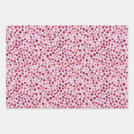 Pinkfarbene Punkte und Geschenkidee auf einem kari Geschenkpapier Set