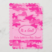 Pinkfarbene rosa Camouflage-Tarnungs-Baby-Dusche Einladung (Vorne/Hinten)