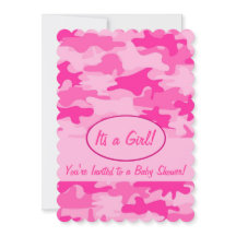 Pinkfarbene rosa Camouflage-Tarnungs-Baby-Dusche