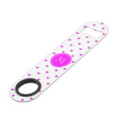 Pinkfarbene rosa Glitzer-Herzen mit Monogramm Speedflaschenöffner (Vorderseite Schrägansicht)