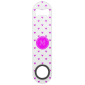 Pinkfarbene rosa Glitzer-Herzen mit Monogramm Speedflaschenöffner (Rückseite)
