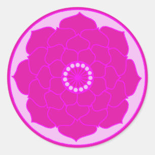 Pinkfarbene rosa Lotus-Mandala Runder Aufkleber