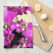 Pinkfarbene rosa Orchideen-Creme u. schwarze Handtuch (Viertel Falte)