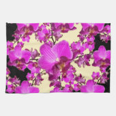 Pinkfarbene rosa Orchideen-Creme u. schwarze Handtuch (Horizontal)
