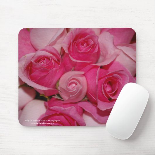 Pinkfarbene Rosen-Mausunterlage Mousepad (Mit Mouse)