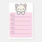 Pinkfarbene Sticknotiz mit Niedlicher Katze oben Post-it Klebezettel (Vorderseite)