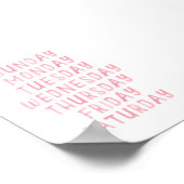 Pinkfarbene Tage der Woche pädagogisches Poster (Ecke)