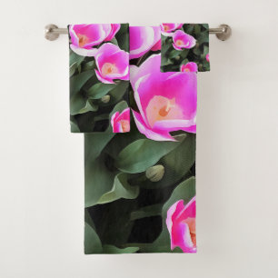 Pinkfarbene Tulpen von Istanbul Badhandtuch Set