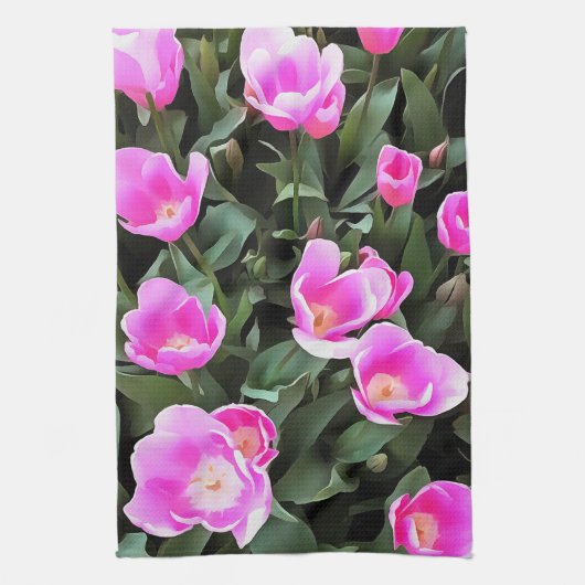 Pinkfarbene Tulpen von Istanbul Geschirrtuch (Vertikal)