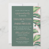 Pinkfarbene und grüne Tropenfolien-Partnerin Einladung (Vorderseite)