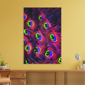 Pinkfarbene und lila Pfauenfederstruktur Leinwanddruck (Insitu (Wohnzimmer))