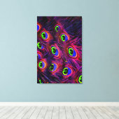 Pinkfarbene und lila Pfauenfederstruktur Leinwanddruck (Insitu (Holzboden))