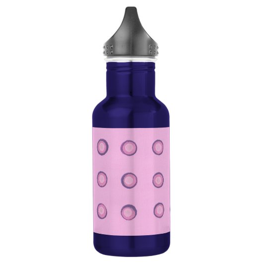 Pinkfarbene und Lila Polka-Punkte auf Trinkflasche (Links)