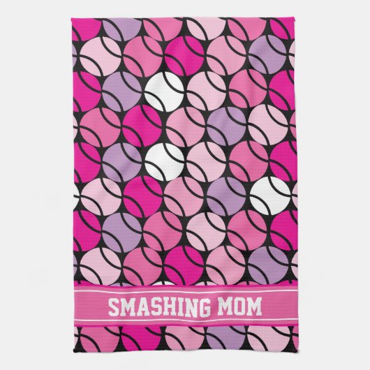 🎾 Pinkfarbene und lila Tennisbälle mit anfänglich Geschirrtuch (Vertikal)