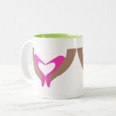 Pinkfarbene und Limone SCHUH-LIEBE-TASSE Zweifarbige Tasse (Vorderseite Links)