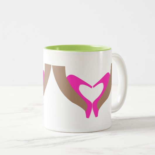 Pinkfarbene und Limone SCHUH-LIEBE-TASSE Zweifarbige Tasse (VorderseiteRechts)