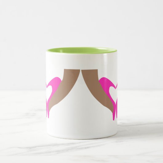 Pinkfarbene und Limone SCHUH-LIEBE-TASSE Zweifarbige Tasse (Mittel)
