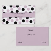 Pinkfarbene und schwarze Polka Dot Business Card Visitenkarte (Vorne/Hinten)