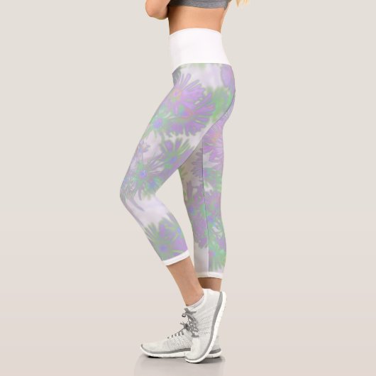 Pinkfarbene, violette Blumen Leggings (Links)