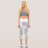 Pinkfarbene, violette Blumen Leggings (Vorderseite)