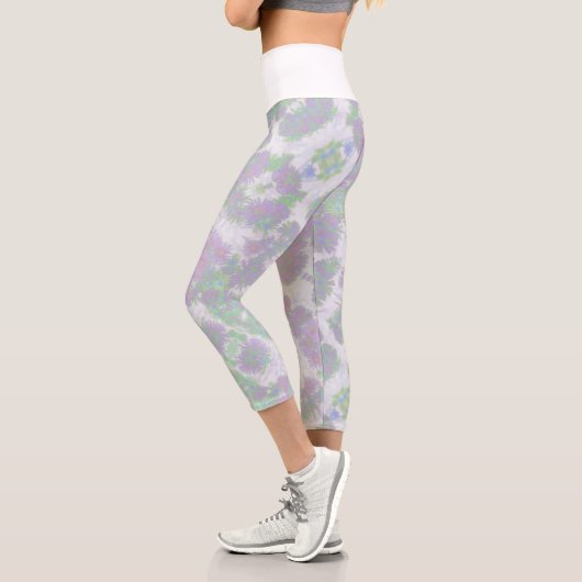 Pinkfarbene, violette Blumen Leggings (Links)