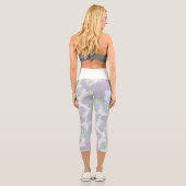 Pinkfarbene, violette Blumen Leggings (Rückseite)