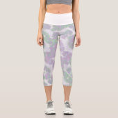 Pinkfarbene, violette Blumen Leggings (Vorderseite)