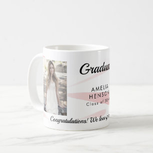 Pinkfarbene Wasserfarbe Gratuliere Absolvent 2 Fot Kaffeetasse