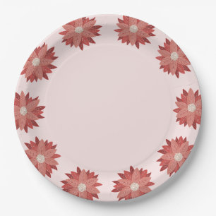 pinkfarbene Winterweihnadel Pappteller