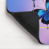 Pinkfarbene Wolken und blaue Schmetterlinge Maus P Mousepad (Ecke)