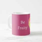 Pinkfarbene Zitrusfrucht Be Fruity Kaffeetasse (Vorderseite Links)