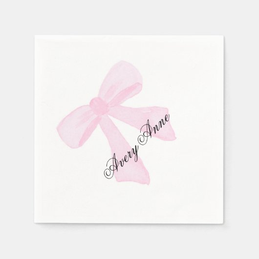 Pinkfarbener Bogen für Babydusche Serviette (Vorderseite)