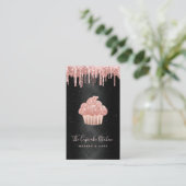 Pinkfarbener Cupcake Glittertropfen QR-Code Bakery Visitenkarte (Stehend Vorderseite)