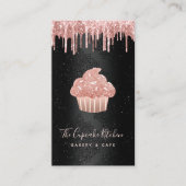 Pinkfarbener Cupcake Glittertropfen QR-Code Bakery Visitenkarte (Vorderseite)