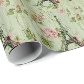 Pinkfarbener Eiffelturm mit zauberhaftem Frühling Geschenkpapier (Rolleneckpunkt)