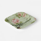 Pinkfarbener Eiffelturm mit zauberhaftem Frühling Pappteller (Gewinkelt)