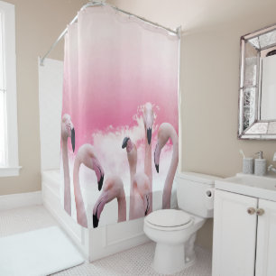 Pinkfarbener Flamingos Duschvorhang