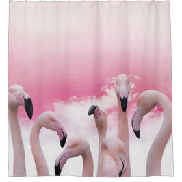 Pinkfarbener Flamingos Duschvorhang