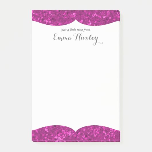 Pinkfarbener Glitzer-Blick-heißes Post-it Klebezettel (Vorderseite)