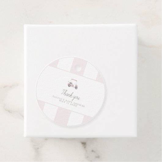 Pinkfarbener Golfwagen Geschenkanhänger (Beispiel)