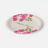 Pinkfarbener Hibiskus-Hawaiianer 16. Geburtstag Pappteller (Schrägansicht)