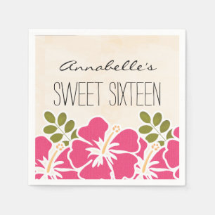 Pinkfarbener Hibiskus-hawaiischer Bonbon 16 Serviette