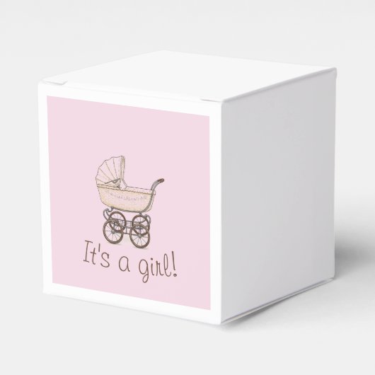 Pinkfarbener Kinderwagen Geschenkschachtel (Vorderseite)