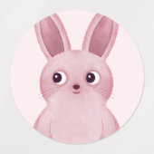 Pinkfarbener kleiner Hase mit Brille für ein Mädch Etiketten (Design 1)